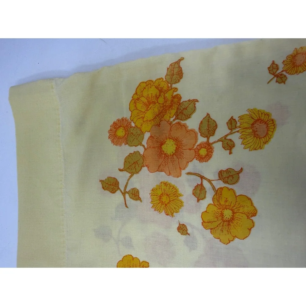 Vintage Montgomery Ward Floral Pillowcase Orange Yellow Muslin Standard 70s